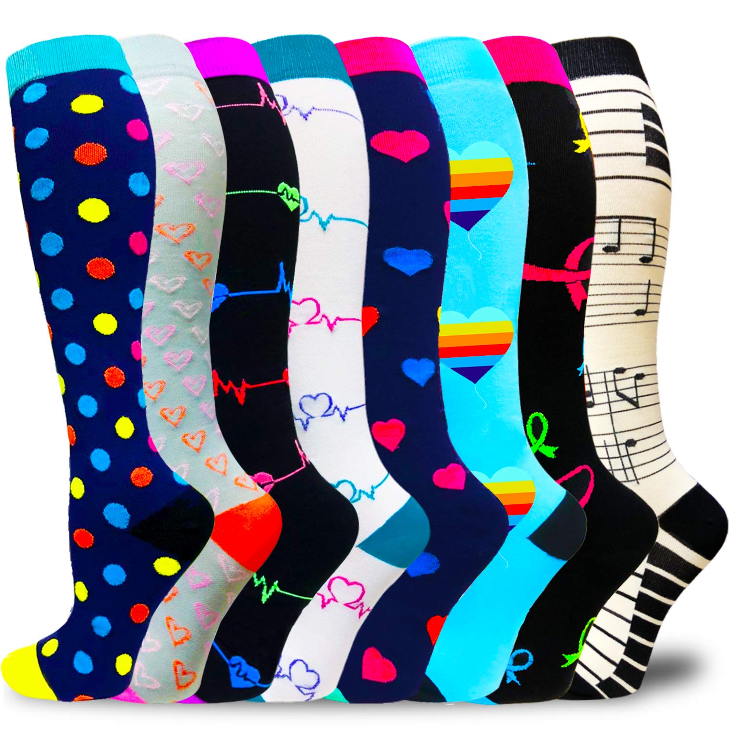 Aoliks4 Pairs Copper Compression Socks for Women & Men Circulation 15-20 mmHg - Best Support for Nurses, Running