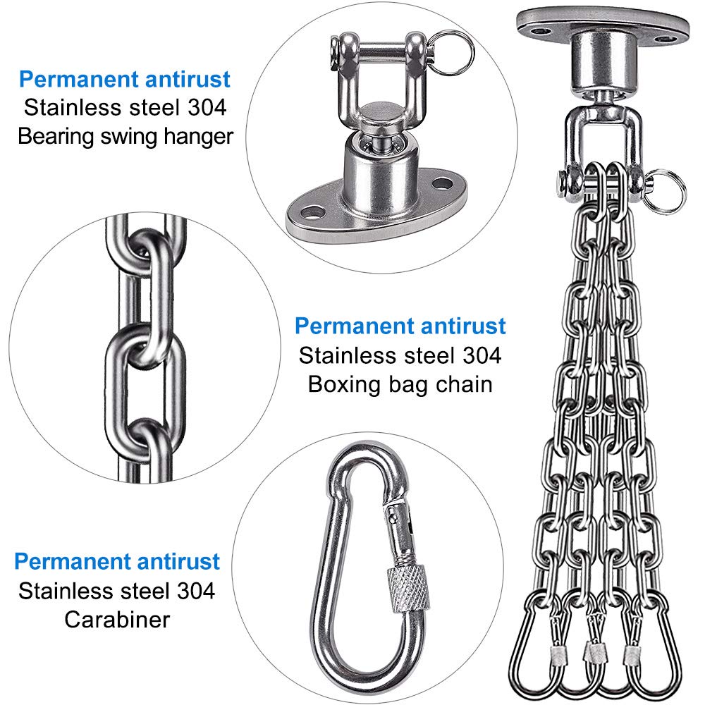 Dakzhou Lot De 2 Crochets De Balançoire à Roulement Silencieux, Crochet Pivotant à 180 °, Capacité De 680,4 Kg En Bois, Béton, Aire De Jeux, Yoga, Hamac, Chaise, Corde, Sac De Frappe
