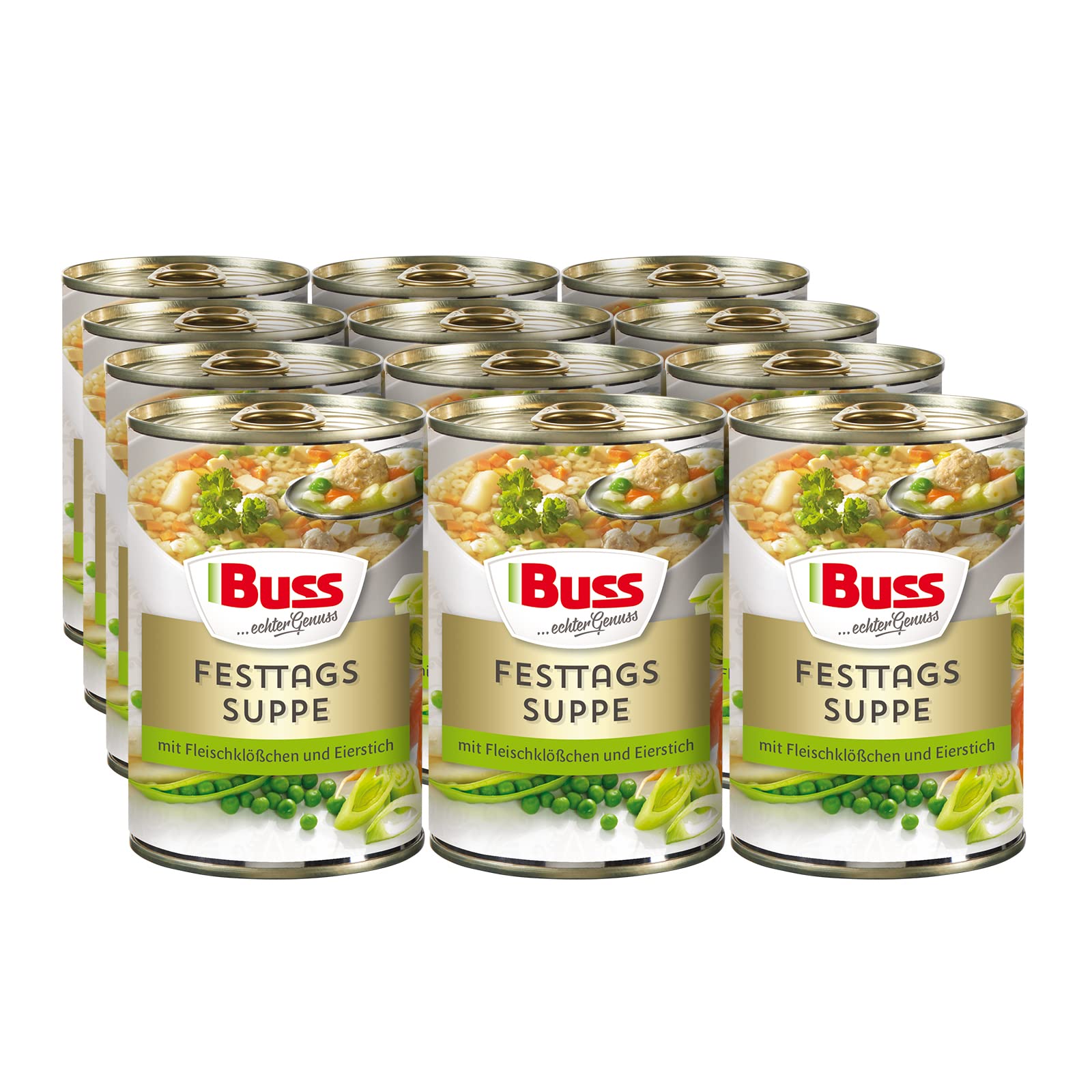 Leckere Gemüsesuppe mit Eierstich und Nudeln - Schnelle Fertiggerichte zum Aufwärmen in Mikrowelle & Topf - Lange haltbar