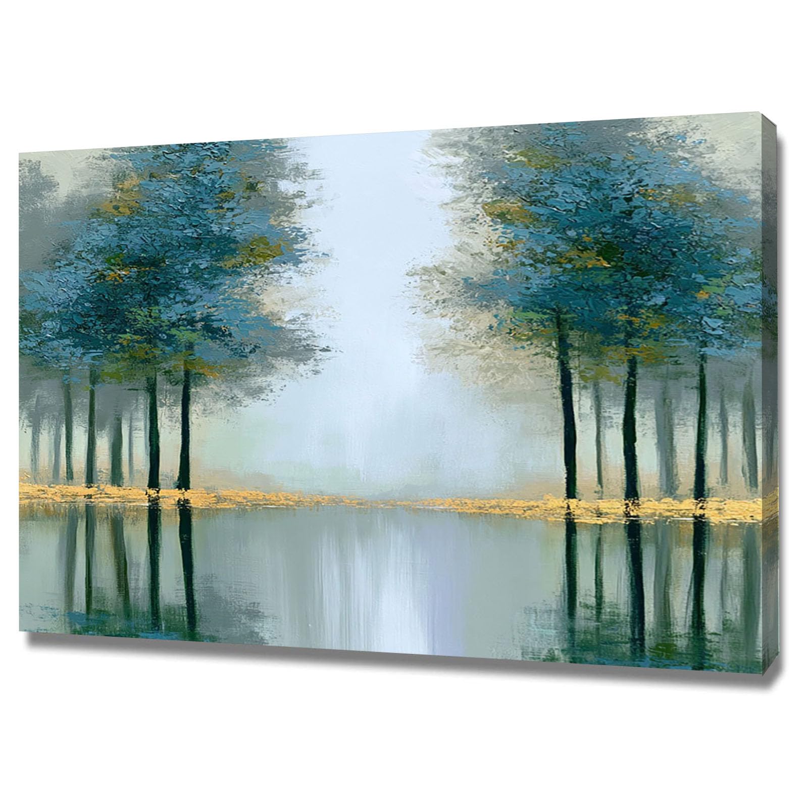 AMXBZC cuadros bohemios modernos Paisaje abstracto de árboles Naturaleza Cuadros,Decoracion Dormitorios Comedor Oficina Pasillo Cocina Y Baño（Verde-50x70cm Enmarcado