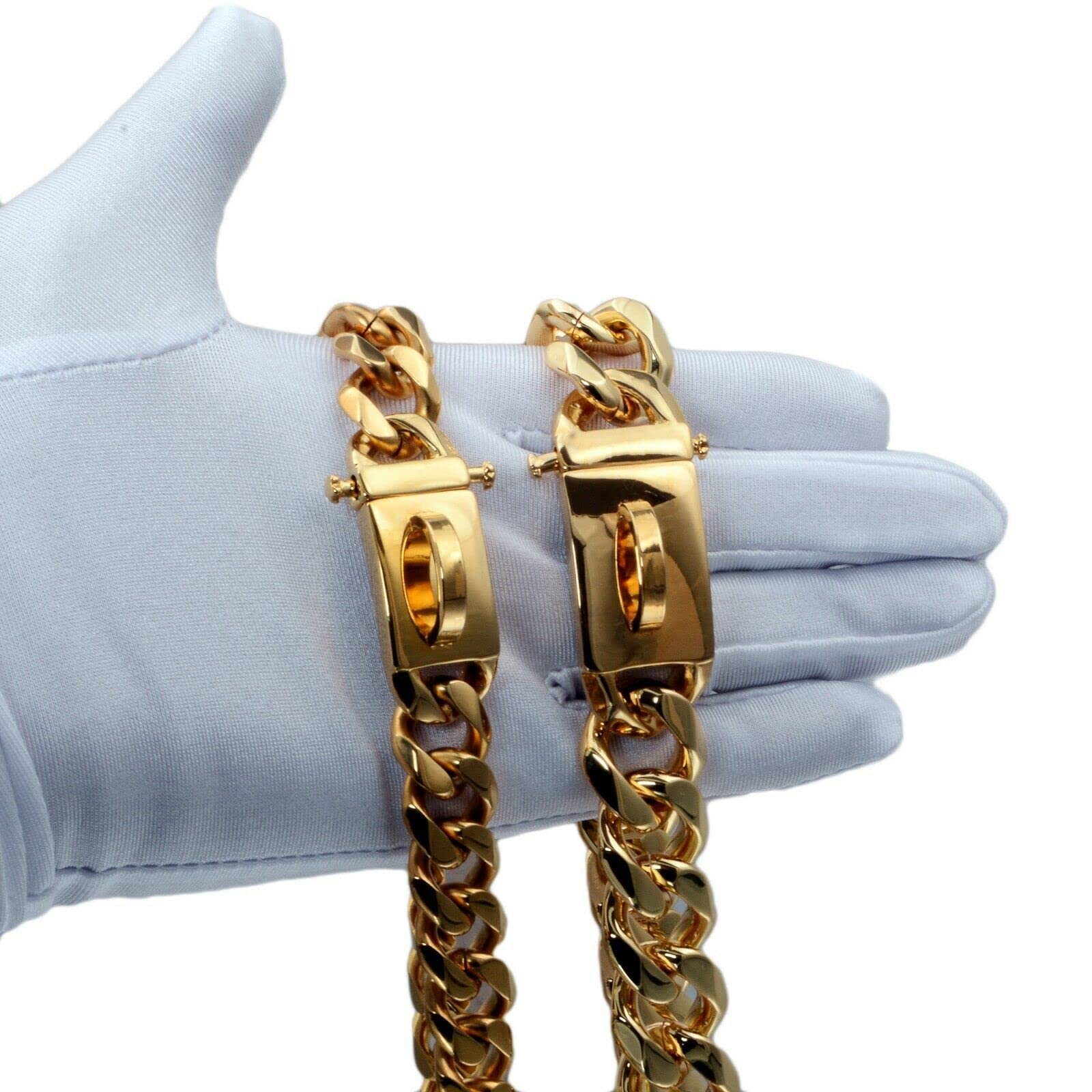 Hundehalsband Aus Edelstahl – Goldene Kubanische Gliederkette Mit D-Ring Für Kleine Bis Große Hunde