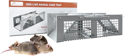 HOMESTEAD No Kill - Trampas para ratones humanas jaula de ratón de 10 x 3 x 3 pulgadas, trampa viva para animales pequeños para ratones, musarañas y