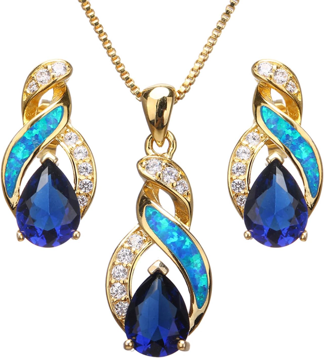 Jewelry Sets Australian Created Opal Necklace Earrings Mother's Day Gifts Jewelry for Mom