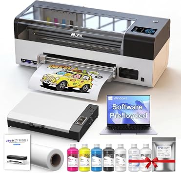 MZK 14 F1080 A3 DTF Printer+Oven+Laptop,2X Speed vs L1800.One-Click Printhead Moisturizing,Auto-Maintenance Cleaning+White Ink System,Smart Panel,Ink Anti-Cloged Desig,2-Year Ink Included