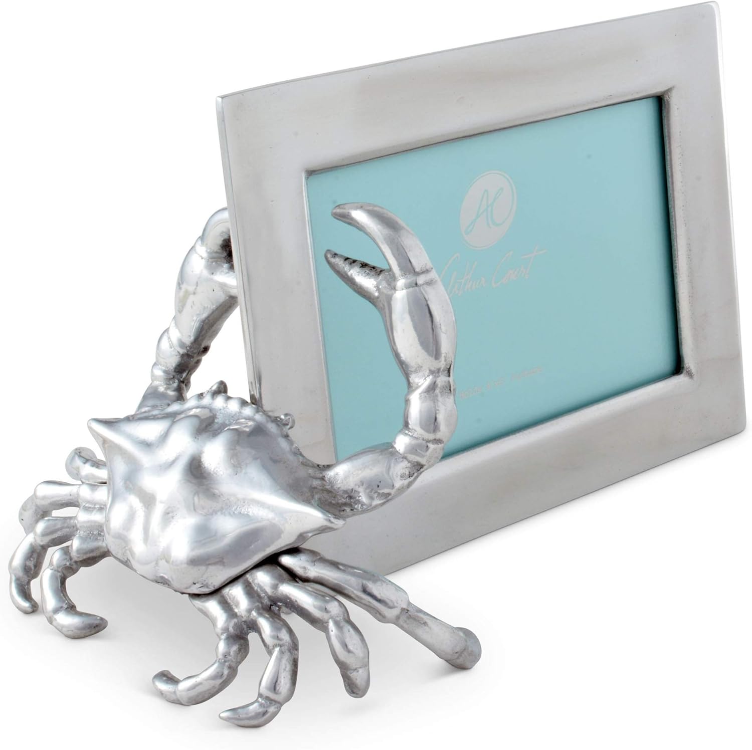 Arthur Court Designs Aluminum 4x6 Crab Picture/Photo Frame Coastal Tabletop or Wall Frame