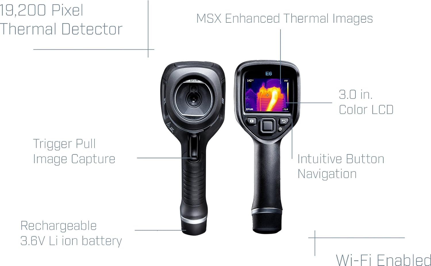 Flash Deals - 40% OFF FLIR E6 Compact Thermal Imaging Camera with 160 x 120 IR Resolution, MSX and Wi-Fi Top Rated FLIR E6 Compact Thermal Imaging Camera with 160 x 120 IR Resolution, MSX and Wi-Fi