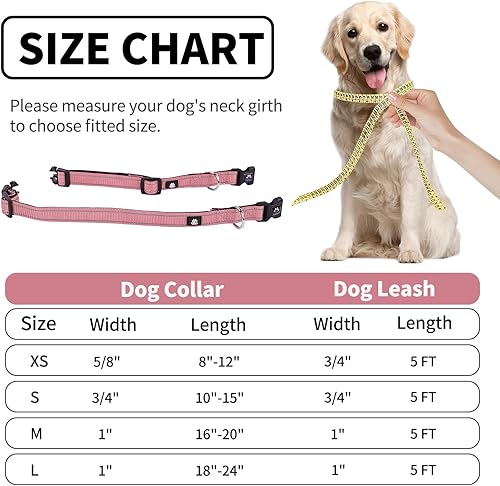 Miniatura 5 de NESTROAD Juego de collar y correa reflectantes para perro, collar de neopreno suave para mascotas con hebilla de liberación rápida, collares de