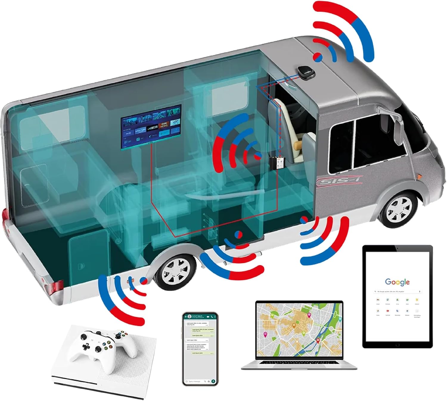 Screenshot of the SELFSAT MWR 5550 mobile web interface showing WLAN, SIM 1, and Starlink connection status