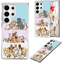 for Samsung Galaxy S26 Ultra Case for Girl Women Men, Full Protective Shockproof Slim Soft TPU Clear Phone Cover Cases for Galaxy S26 Ultra,Cute Cartoon Animal Pet Multi Breed Dog Puppy Pink