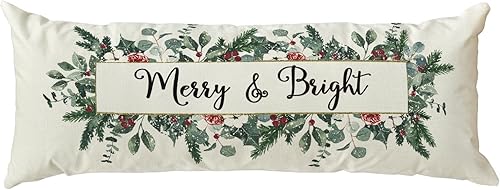 AVOIN colorlife Christmas Merry & Bright - Funda de almohada lumbar extra larga de muérdago de eucalipto de 14 x 36 pulgadas, funda de almohada de