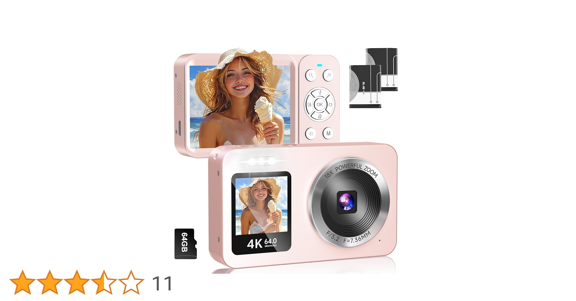 Amazon | デジタルカメラ 4K 6400万画素 30FPS デジカメ 64GB TF