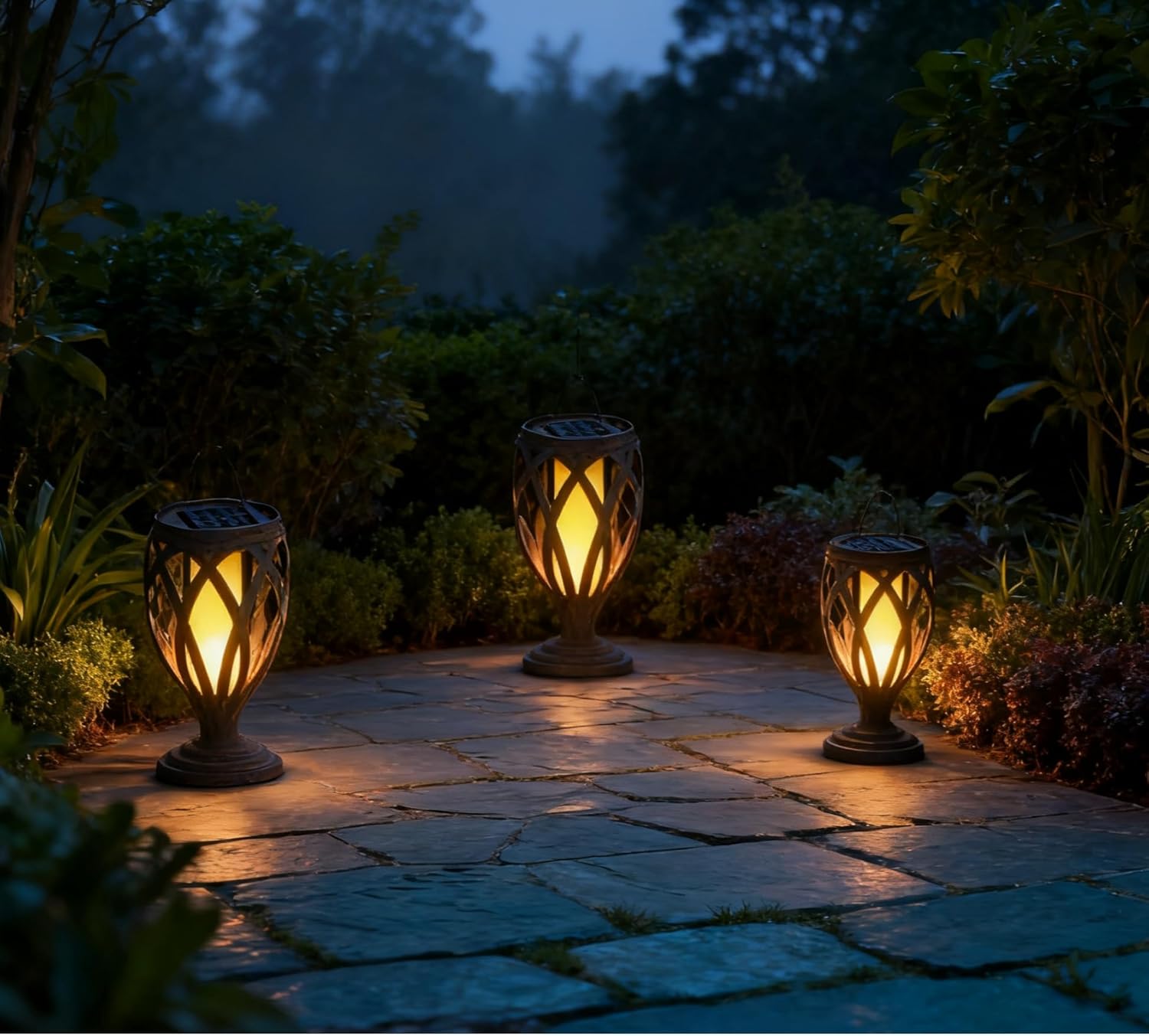 Solar Yard Solar Landscape Lights 8 Pack, Multifunctional Torch Lights with Flickering Flame Outdoor Pathway Decoration Lighting Auto On/Off for Patio Garden Lawn Yard Black