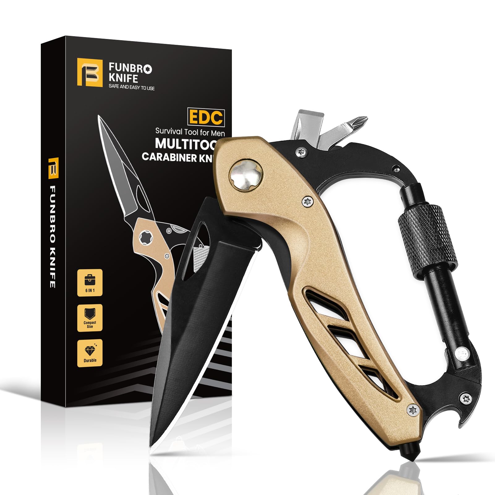 FUNBRO Multitool knife, Gift for Men (Gold)