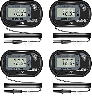 サムコス LCDデジタル温度計 吸盤付き -50℃~70℃ 温度モニター冷蔵庫 魚タンク 爬虫類 水族館用 温度計 小型 簡単便利 4個セット (ブラック)
