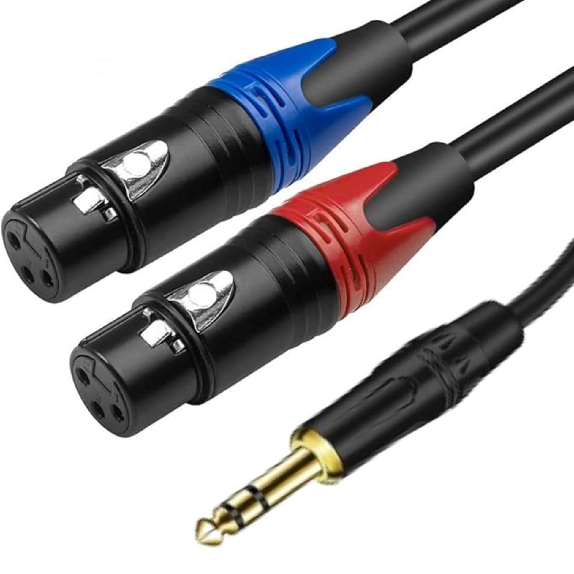 HAKUHO Dual Female XLR to 1/4 inch(6.35mm) TRS Stereo Male Plug Y-Splitter Cable, Unbalanced 2-XLR Female to Quarter inch Adapter Patch Cord (1.3 meter/4.2 feet)-picture-21