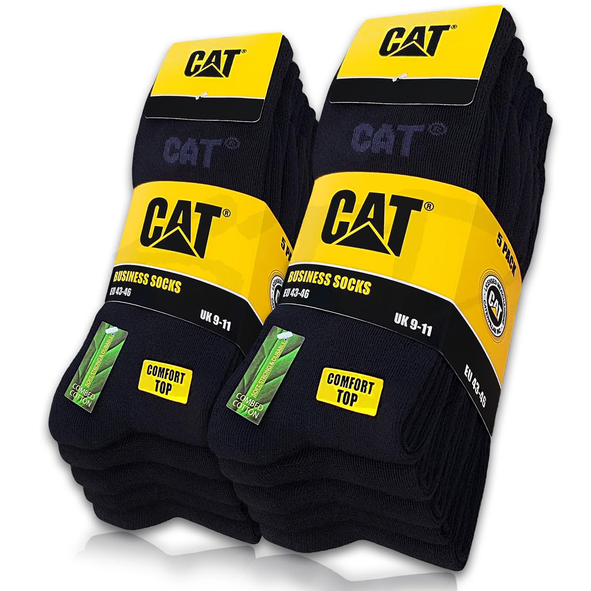 Cat Men's 10 Pairs Black 10 Pairs Of Caterpillar Business Socks Fine Wo's And Socks Without Rubber With Comfort Shaft And Comfort Lace Stockings In Sizes 35-38, 39-42, 43-46, 47-50, 35-38