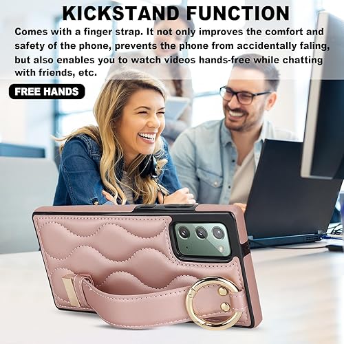 Miniatura 5 de Asuwish Funda de teléfono para Samsung Galaxy Note 20 5G con protector de pantalla y correa para la muñeca, soporte de pulsera, anillo de goma de