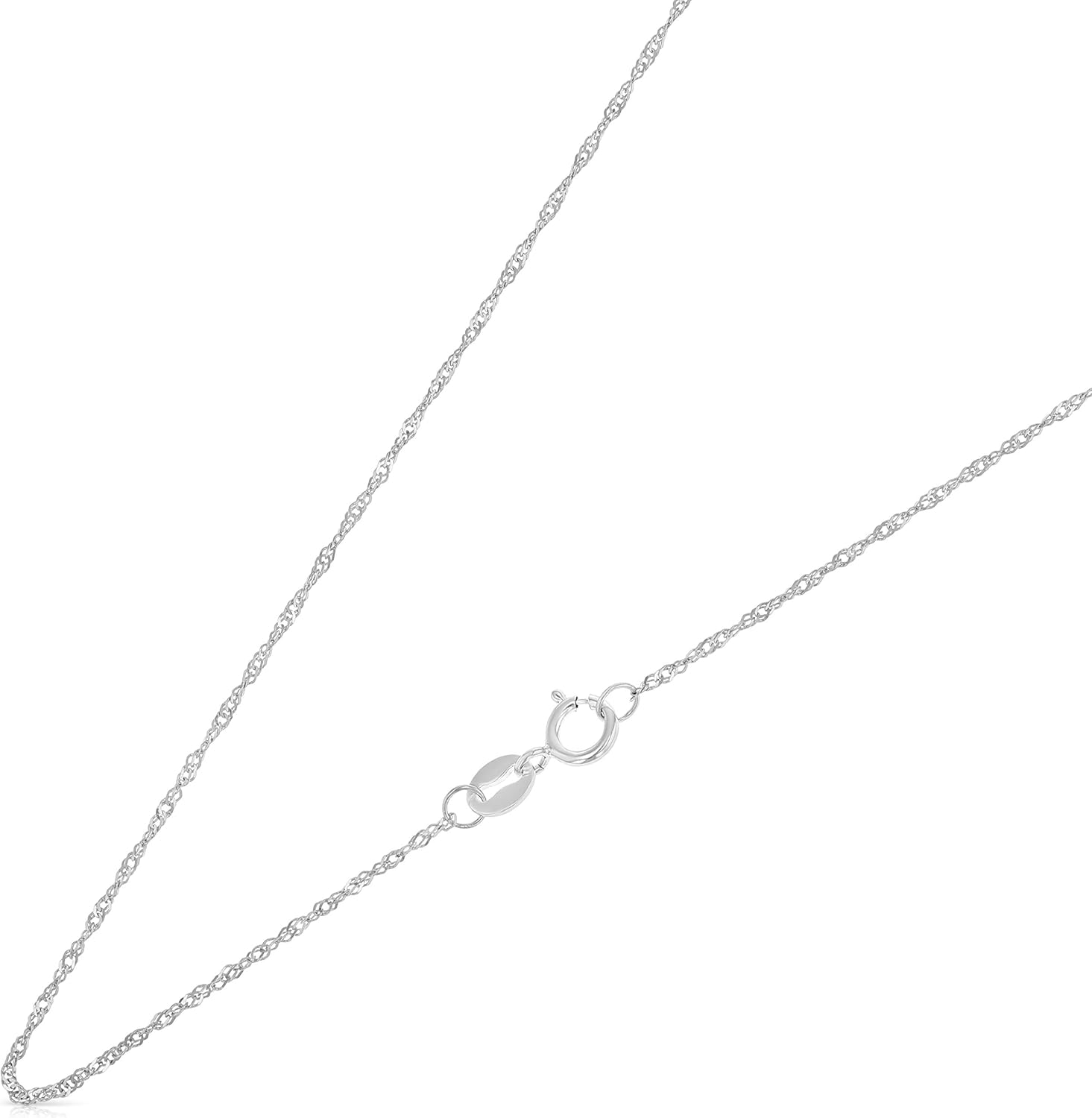 Ioka - 14K Solid Gold 0.9mm Singapore Chain Necklace For Women with Spring Ring Clasp