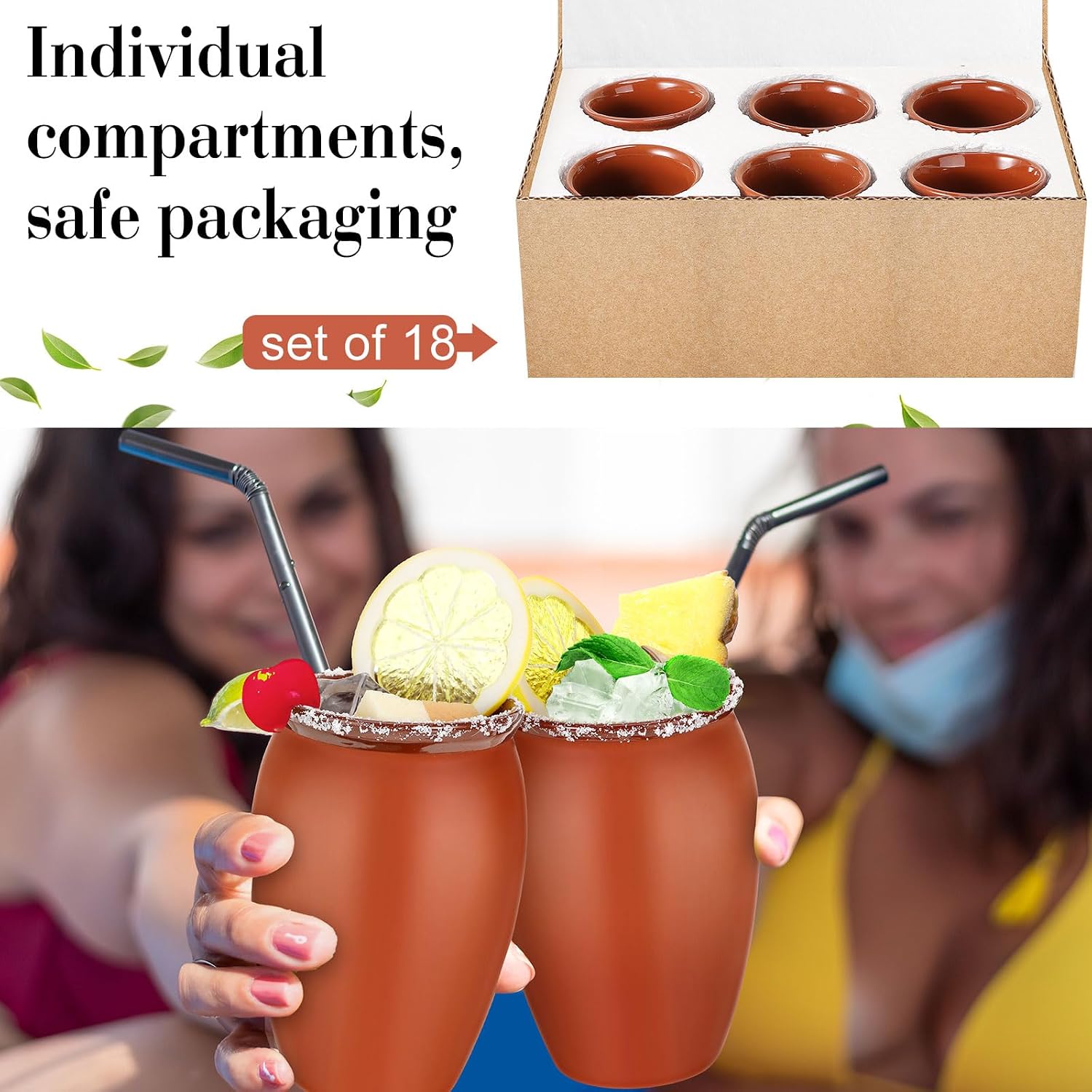 Gejoy 18 Set 20 oz Cantaritos De Barro Mexicanos Cantaritos Shooters Pottery Taco Tuesday Mexican Clay Cup Fiesta De Barro Mexicanos Cocktail Cups Cocktail Glasses for Tequila Margaritas Mojitos