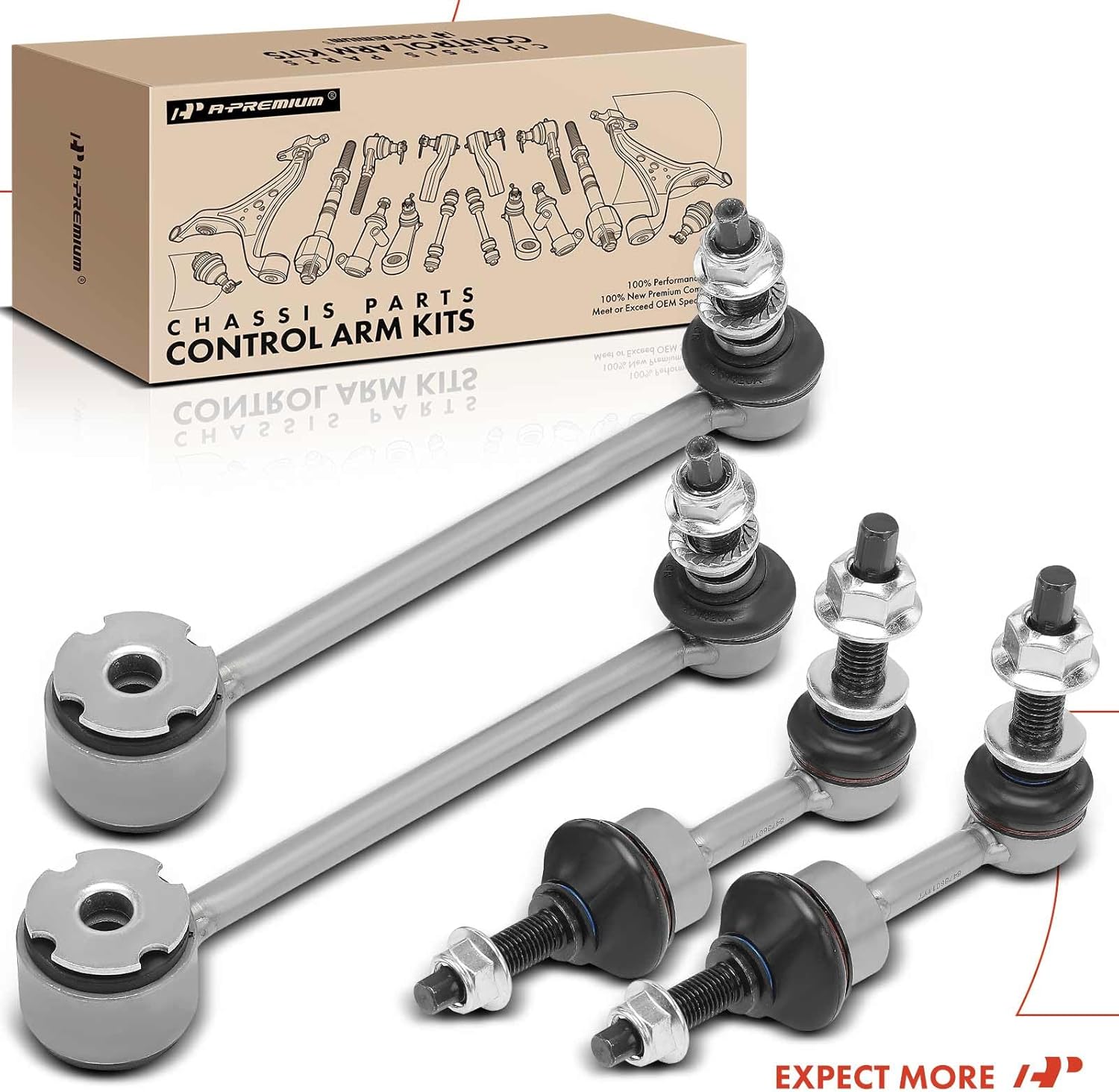 A-Premium Set of 4, Front and Rear Sway Bar Link Stabilizer Link Kit Compatible with Chevrolet Tahoe, Suburban & GMC Yukon & Cadillac Escalade, 2021 2022 2023