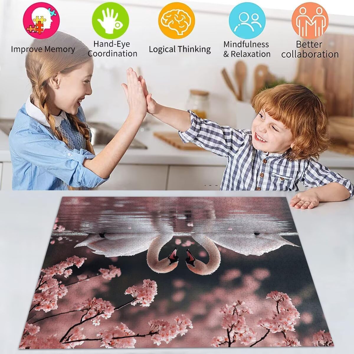 Puzzle Erwachsene 2000 Teile Schwan Tier Educa Jigsaw für Kinder ab 8 Jahren Mädchen Jungen, Erwachsene Impossible Klassische Puzzles Schwer, Anspruchsvoll Spielspaß, Als Geschenke 70x99cm t-944
