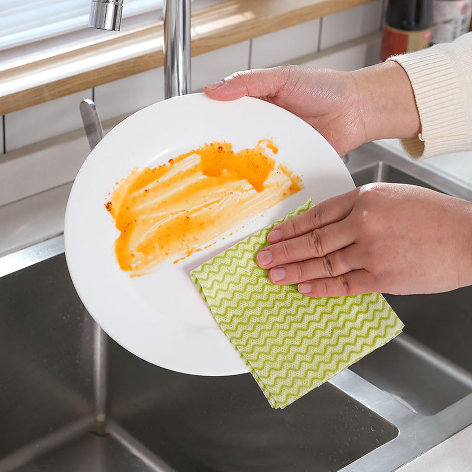 Paños y paños de limpieza reutilizables, toallitas de cocina absorbentes de secado rápido, 50 hojas