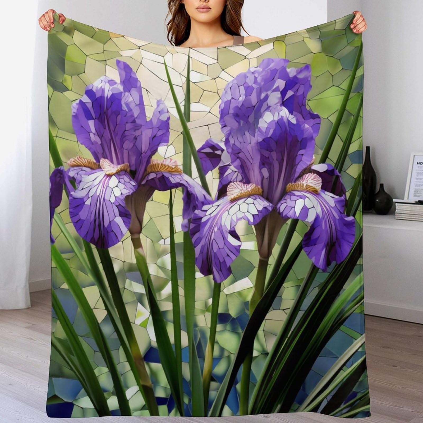 Couverture polaire fleur en flannel premium, jeté de lit duveteux