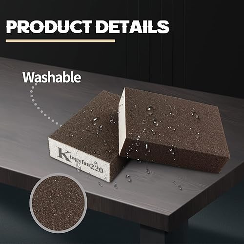 Miniatura 4 de 8 esponjas de lijado, bloques de lijado grueso de grano 220, tanto húmedos como secos, lavables y reutilizables, para moler y pulir