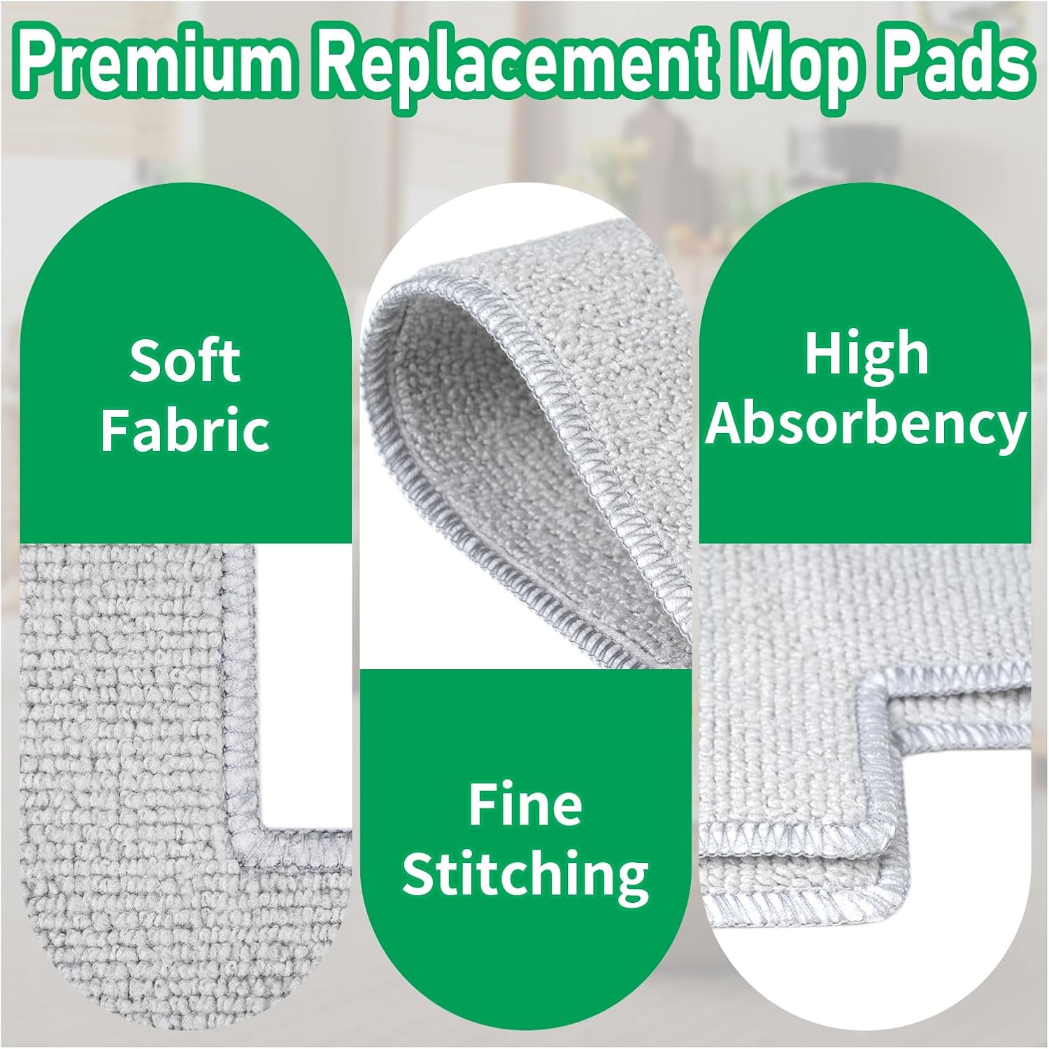 Replacement Mop Pads - 12 Pcs Washable & Reusable Cleaning Cloths Compatible with Ecovacs Winbot W2 Omni, W1 Pro, W2 Pro Window Vacuum Cleaner Robot