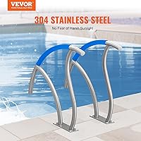 Vista 2 de VEVOR Pasamanos para Piscina, 2 PCS Barandilla de 30x30 pulgadas, Acero Inoxidable con Placa Base para Interiores/Exteriores, Barandilla
