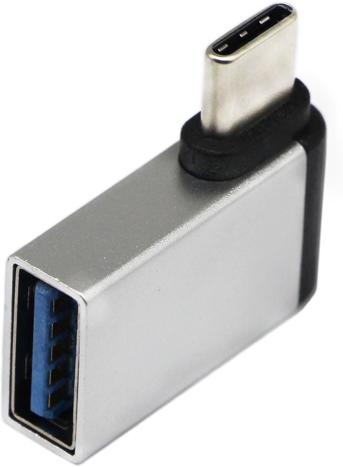 zdyCGTime USB C to USB 3.0 Aluminum Adapter USB A 3.0 Female to 90 Degree 3.1 Type C Male Converter, On The Go(OTG) for Smartphone Flash Drives, Mouse Keyboards and other USB Peripherals Silver 2 Pack