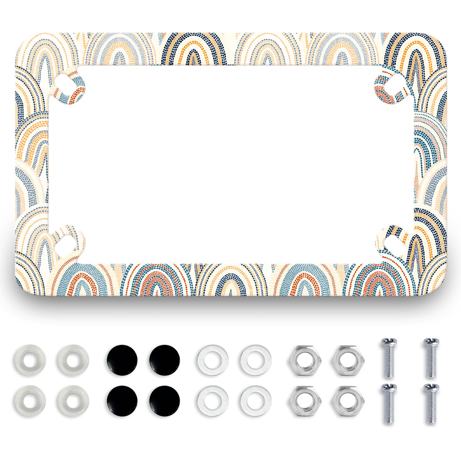 Moon Phases License Plate Frame Mountains Moon License Plate Colroful Stainless Steel Auto Parts Funny License Plate Decoration With Screws Size 12.3 "x 6.3" For Men Women, Frames - Canada - View #10