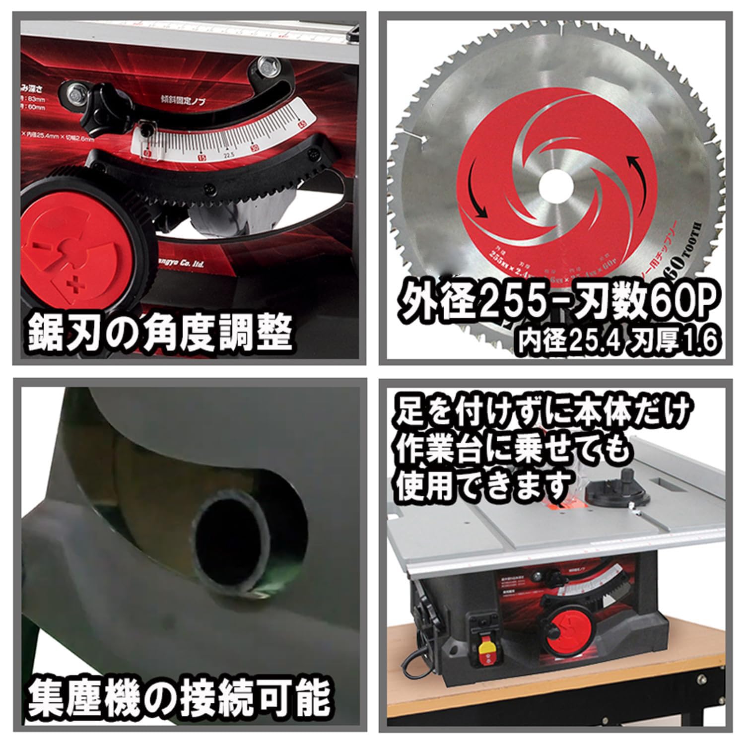 Amazon.co.jp: 木工用テーブルソー 最大幅1000×奥行570mm 刃径255mm 