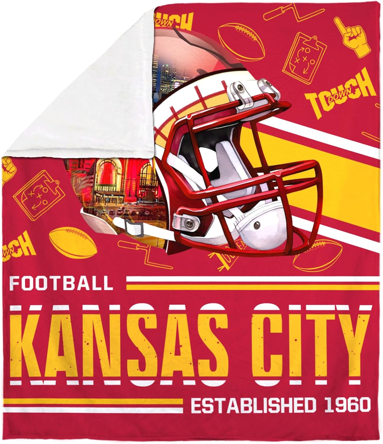 Football Style Football Throw Blanket Gift for Team Fans Soft Fleece Flannel Blanket 50"x60" - Image 2