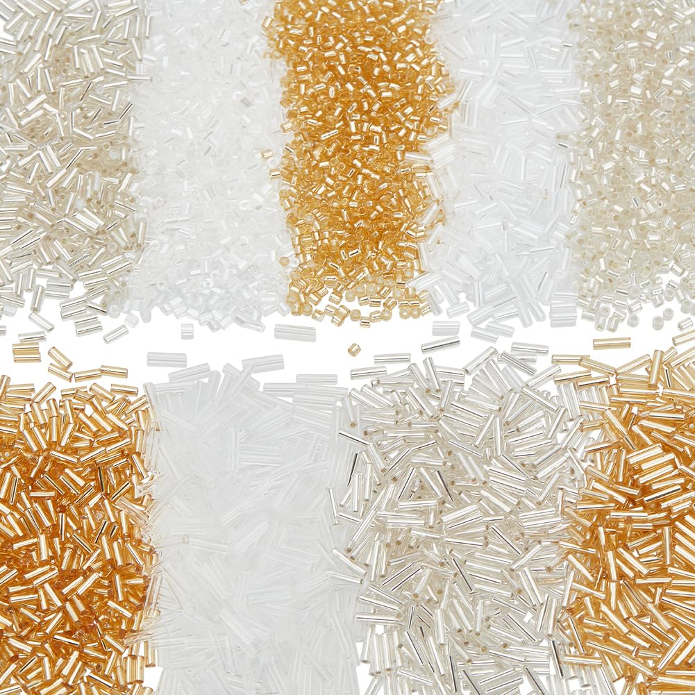 HOBBIESAY About 2700Pcs 3 Colors 1-6mm Glass Seed Beads 0.5-1mm Hole Mixed Golden Silver Loose Spacer Tube Beads for Adult DIY Bracelets Necklaces