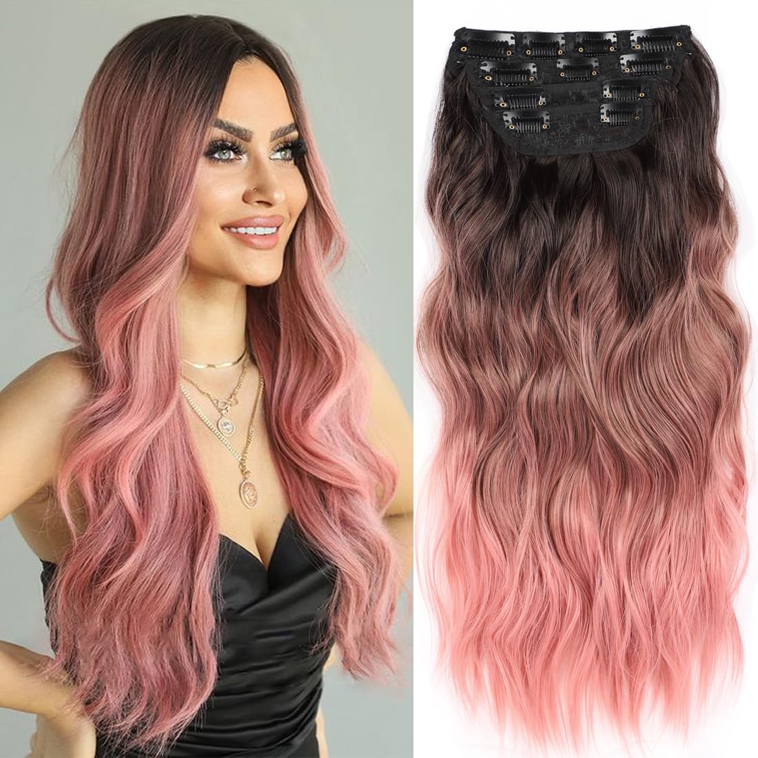 ピンク ツインピン ヘアピン Amazon.com : 20 Inch Clip in Hair Extensions Long Wavy Pink Hair
