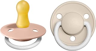 BIBS Pacifiers - De Lux Collection | BPA-Free Baby Pacifier | Made in Denmark | Set of 2 Blush Night/Vanilla Night Color Premium Soothers | Size 0-6 Months