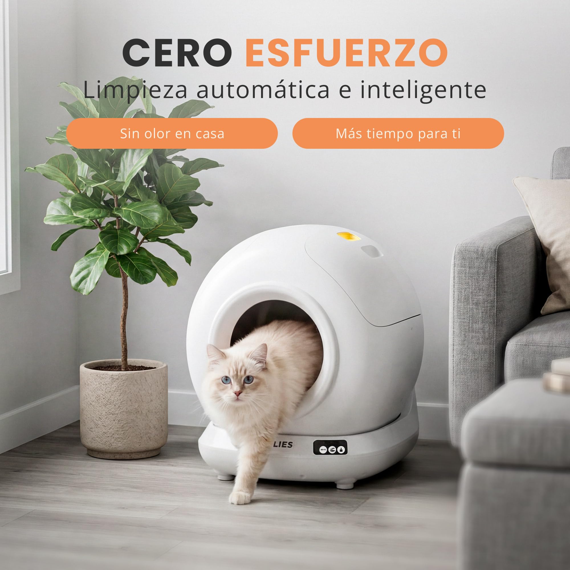 JUPPLIES Arenero Gatos Autolimpiable 78L | Arenero Automatico con Control Vía App | WC Gato con Sensor de Movimiento | Ideal para Múltiples Gatos con Pack De Bolsas Incluidas