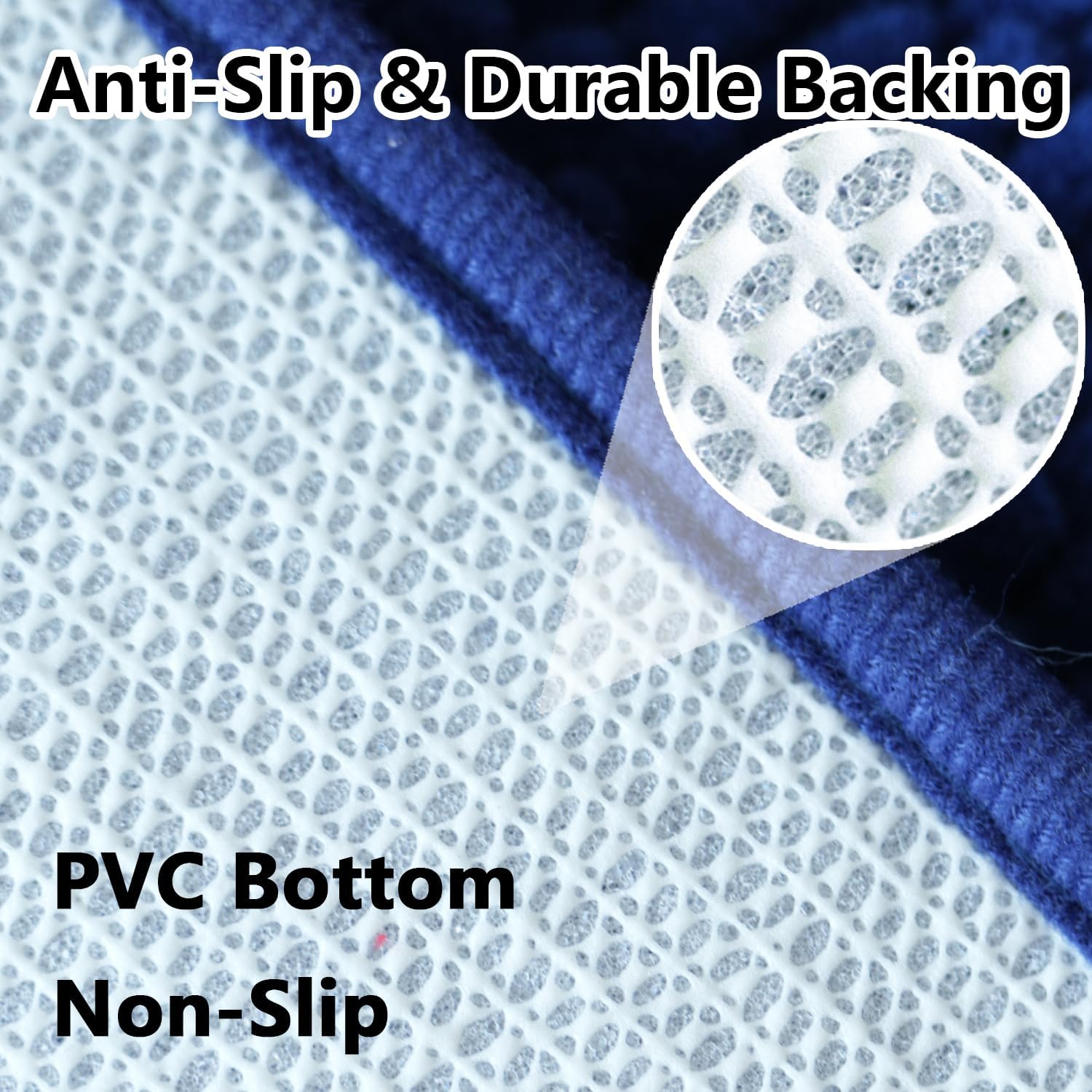 Bathroom Rugs Chenille 3-Piece Extra Soft and Absorbent Shag Bathroom Rugs, Machine Wash Mat, Strong PVC Non-Slip Underside, Plush Carpet Mats (Navy Blue) - Image 7