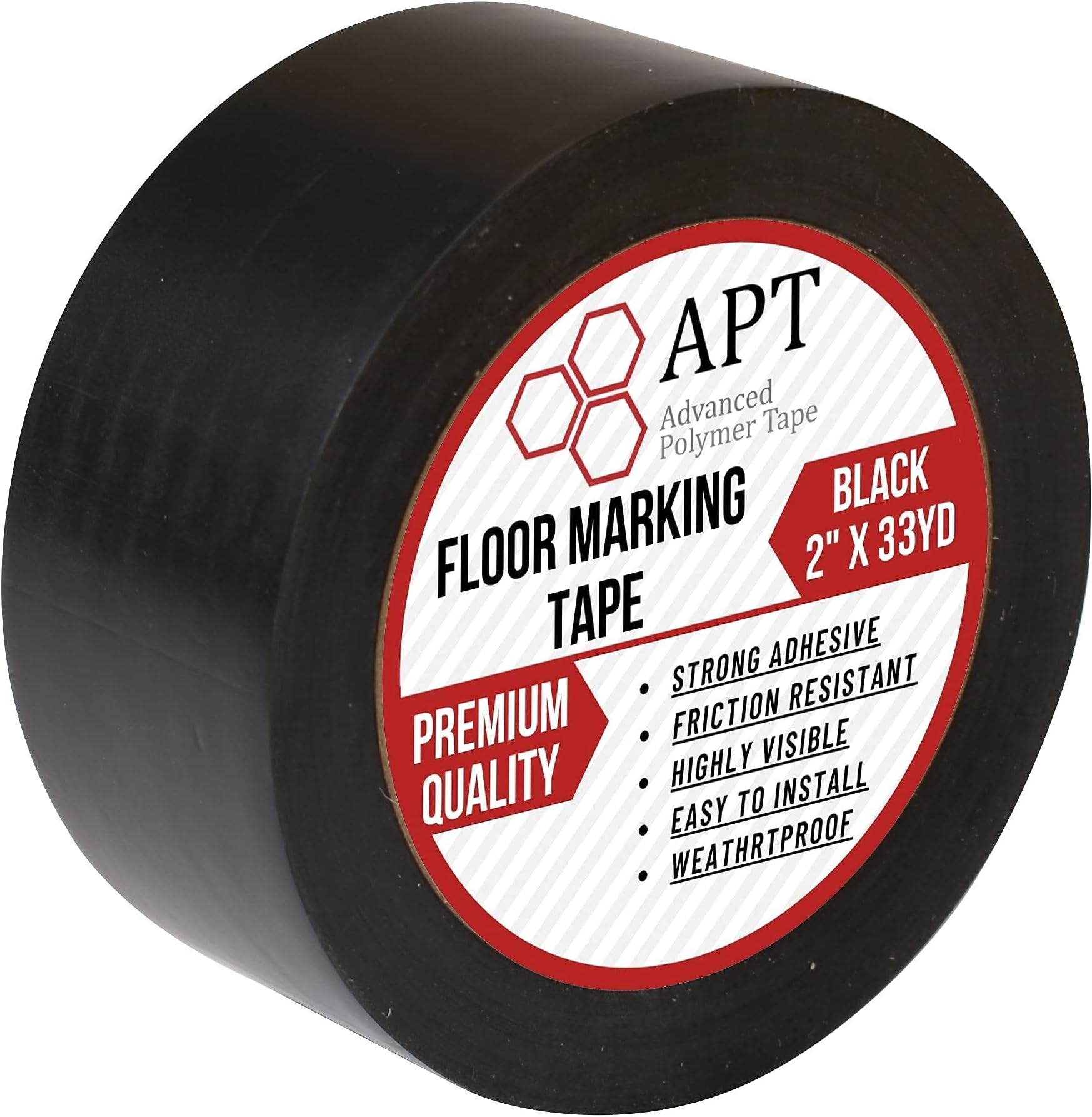 APT, Multi Color Marking Tape, Premium Safety Marking and Dance Floor Splicing Tape, 6 mil Thick (Black, 1 Roll)