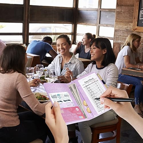 Miniatura 18 de ACdream - Libretas de servicio para camarero, cuaderno de recibos de comensales, bonito organizador de piel, cartera para dinero, para presentar AB