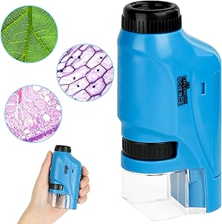 OSDUE Mini Microscopio, Microscopio Portátil 60x-120x, Mini Microscopio de Mano con Luz LED, Sistema de Lentes Asféricas para Laboratorio, Observación de La Naturaleza, Insectos al Aire Libre