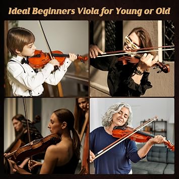 15 Inch MA350 Satin Antique Solid Wood Viola with Case, Bow, Musical Instrument Student Viola Set for Beginners Adults