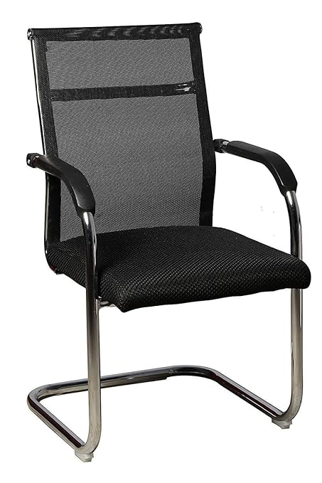 P P CHAIR Comfortable Study Student Visitor mesh Back Chair, Home/Office/Computer/Work from Home/Rest Chair with Cushion seat, Chrome Frame, with arms Chair