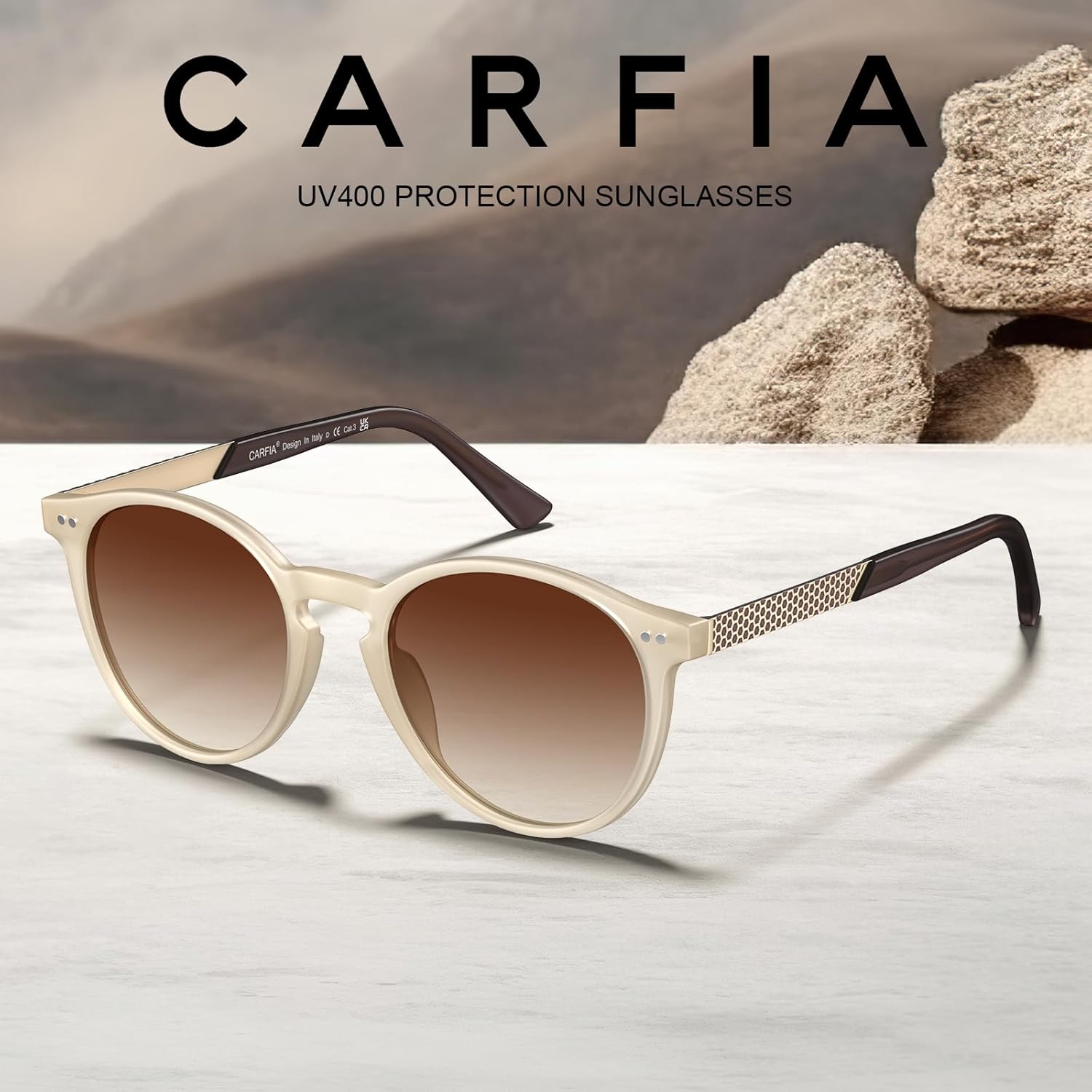 CARFIA Retro Acetate Round Polarized Sunglasses For Women UV Protection, Small Face Frame Vintage Circle Shades CA5201 - Image 5