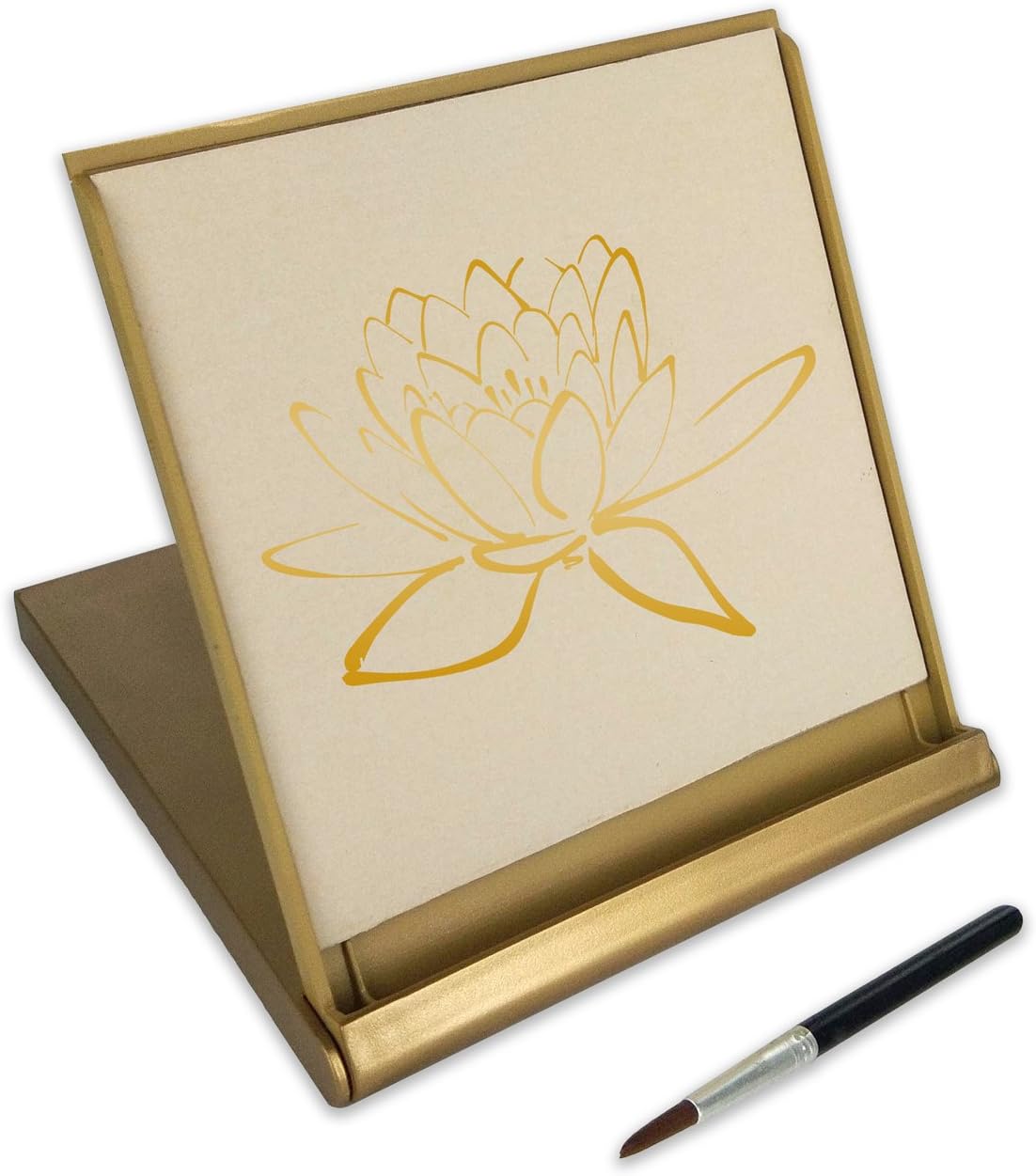 Zen Artist Board Mini, Gold, Paint with Water Relaxation Meditation Art, Relieve Stress, Small Travel Size Magic Drawing Watercolor with Brush