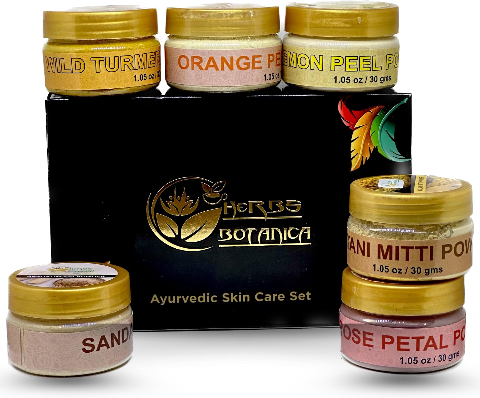 - Herbs Botanica Skin Care Powder Sampler Gift Pack – 6 Varieties (1 oz Each) Sandalwood, Orange Peel, Lemon Peel, Rose Petal, Wild Turmeric & Multani Mitti Clay Facial Cleansing & Exfoliating Powders