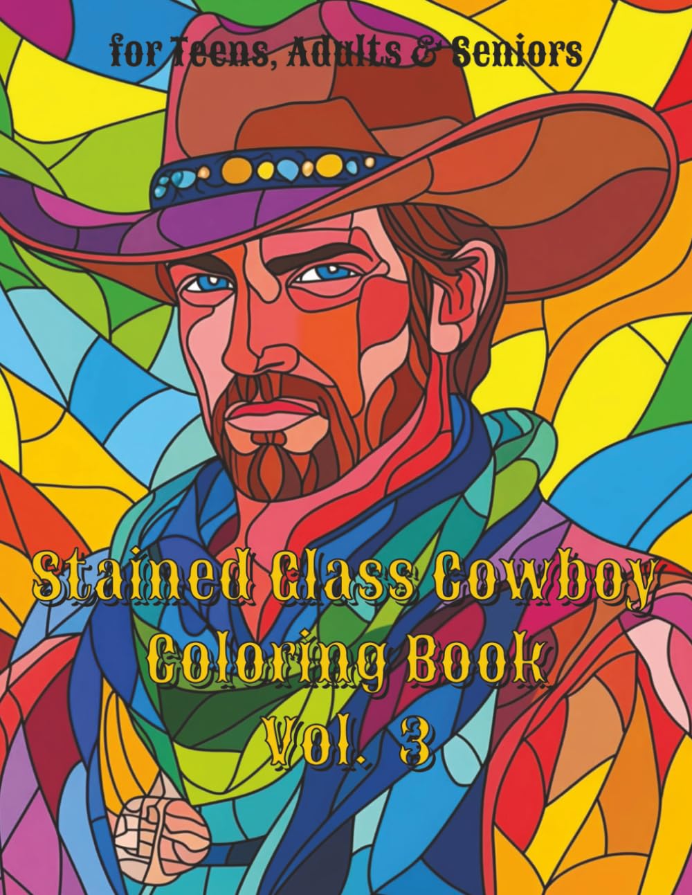 Stained Glass Cowboy Coloring Book Vol. 3: Intricate Designs Inspired by Stained Glass Patterns
