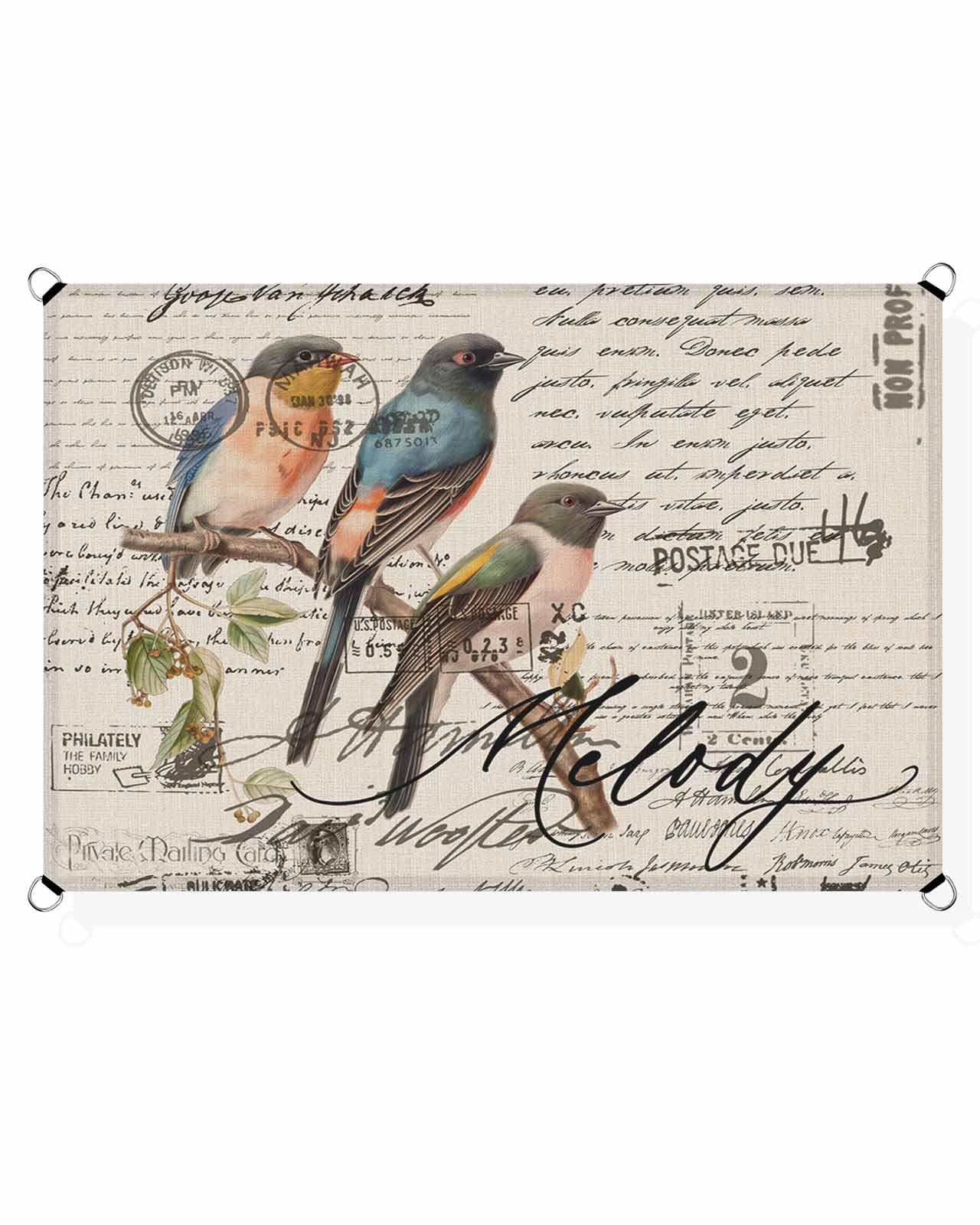 Newspaper Animal Sun Sail Shades Rectangle Canopy,Sunlight Block Heavy Duty Curved Backyard Shade Cover,Waterproof Sun Shades for Patios Garden Outdoor,6.5'x10' Vintage Old English Newsprint Birds