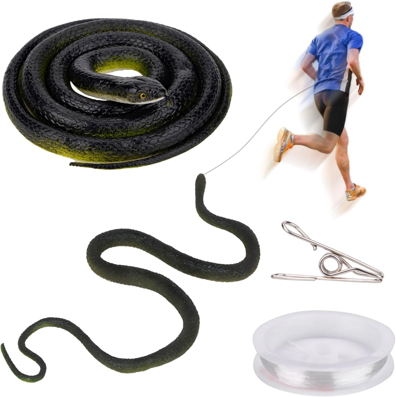Snake Prank with String Clip, Snake Toy, Realistic Rubber Snake, Fake Snake Toys, High Simulation Creepy Snake Model, Joke Toys
